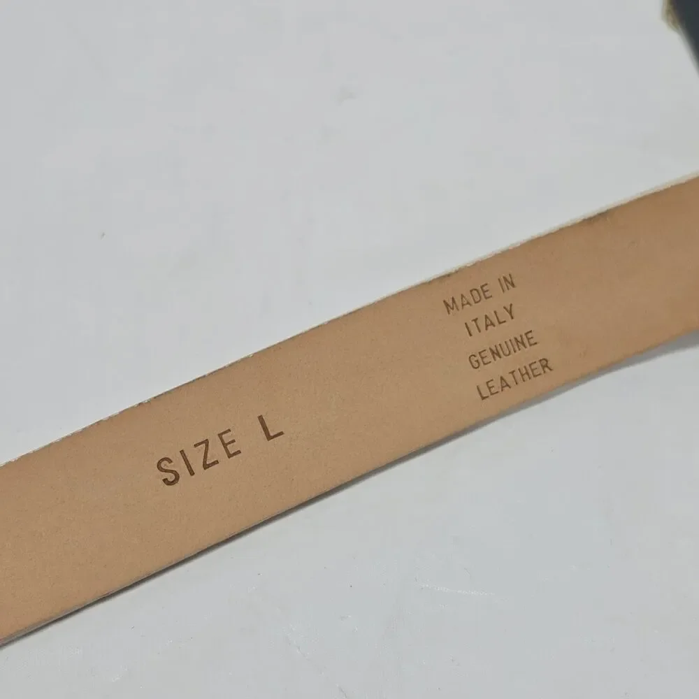Vintage Sangiorgio Genuine Beige Leather Croco Embossed Belt Women's L Italy NWT